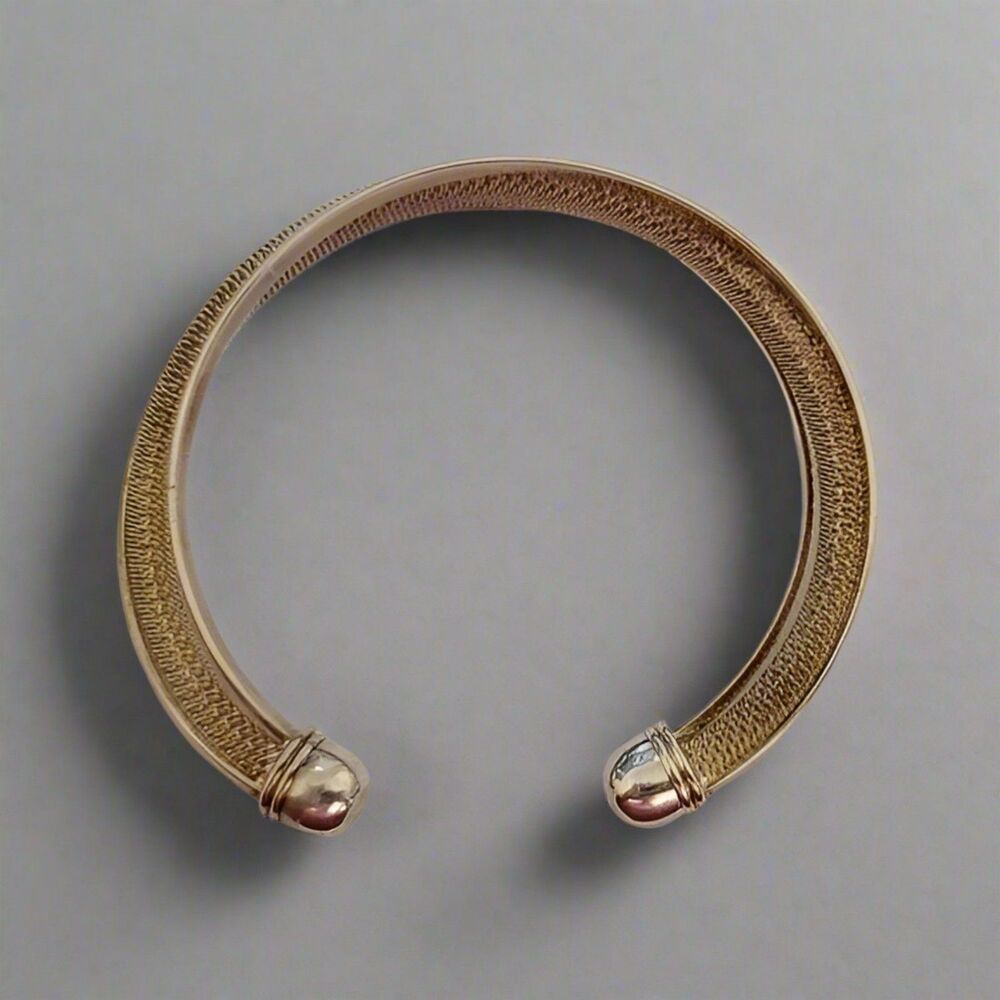 Silver Tone Textured Cuff Bracelet Adjustable Open Bangle Vintage Style Jewelry
